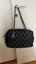 Borsa a tracolla CHANEL  nylon nera tweed stich bubble flap