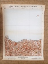Grande carta geografica del 1909 Cefalù Termini Sicilia Touring Club Italiano