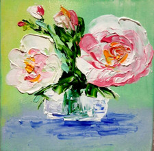 Oil painting.Beautiful flowers