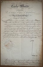 CARLO ALBERTO - Principe di Piemonte -Autografo su decreto-Torino 23 Agosto 1842