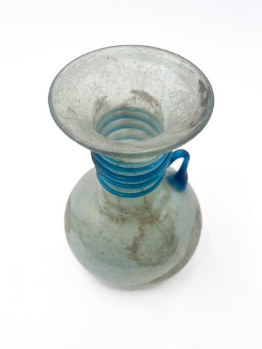 Vaso azzurro vetro scavo - vaso,
