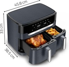 Moulinex Dual Easy Fry XXL, Friggitrice ad Aria 11 Litri gigante Doppio Cestello