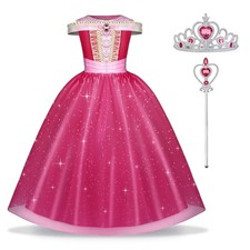 URAQT Costumi Principessa Aurora 3 Pcs Vestito Aurora Bambina Bella Addormentata