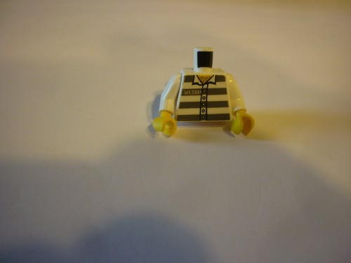 Lego white torso - torso, prisoner