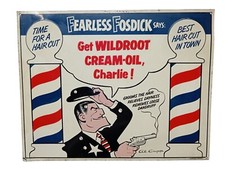 *HH* Insegna Targa Pubblicitaria Barbiere Fearless Fosdick Al Capp Wadsworth 
