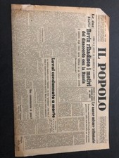 Il Popolo giornale rivista quotidiano d'epoca 10.10.1945 Laval Condannato Morte