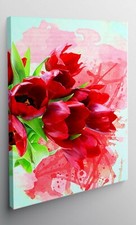QUADRO MODERNO STAMPA TELA MODERNI QUADRI ASTRATTO FIORE FIORI ROSE ROSSE T455