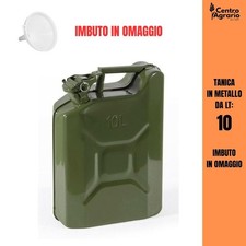 Tanica per benzina in metallo verde militare 10 litri lt omologata carburante