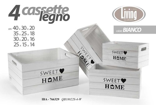 Cassette set legno bianco - set, 4