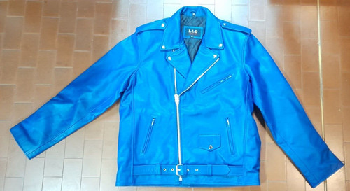 Giubbotto chiodo pelle blu - chiodo,