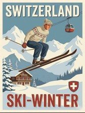 poster sci vintage nelle Alpi