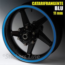 Nastro adesivi strisce ruote catarifrangenti BLU riflettente 11mm cerchi moto