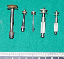 lotto 5 piccoli mandrini a puleggia da foratura per antico tornio orologiaio