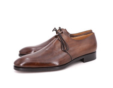 NUOVO | $1285 LIDFORT 12 US 13 1 OCCHIELLO PUNTA LISCIA DERBY BRUNITO COGNAC MARRONE