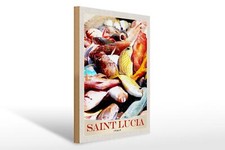 Targa in legno viaggio 30x40 cm Santa Lucia Italia Europa Pesci