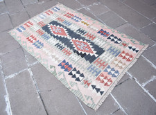 Tappeto turco 43" x 67" vintage anatolico tessuto a mano sbiadito lana Kayseri tappeto zona