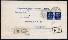 1944 16 DICEMBRE PIEGO DI LETTERA DA BIELLA PER GAGLIANICO AFFRANCATA PER L.2,50