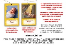 BATTESIMO 50 biglietti PERSONALIZZATI foro spago figli per bomboniera confetti