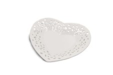 Piattino Decorativo Casa in Ceramica Cuore Traforato Bianco 19 cm