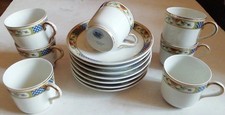 Set. 7 Tazze Da caffè Con Piattini Porcellana Limoges France Vintage - 