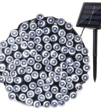 LUCI DA GIARDINO CON PANNELLO SOLARE LUCE FREDDA 10 METRI NATALE GIARDINI IP65