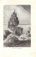 Stampa antica TAHITI BARRIERE CORALLINE panorama Polinesia 1876 Antique print