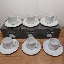 RICHARD GINORI ANCONA 6 TAZZINE CAFFÈ CON PIATTO IN PORCELLANA BIANCA TAZZINA