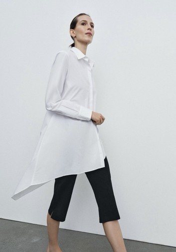 Camicia popeline asimmetrica