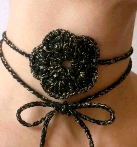Choker fiore uncinetto collana - uncinetto,