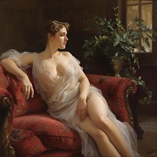 Nudo divano femminile dipinto