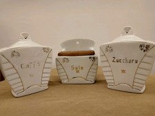 Contenitori per cucina vintage sale caffè zucchero in ceramica decorati oro