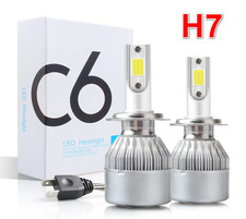 COPPIA LAMPADE AUTO MOTO C6 H7 LED 8400LM 80W 6000K BIANCO FREDDO FARI LAMPADINE