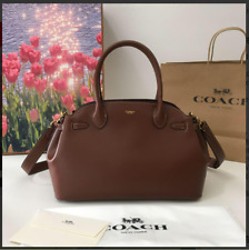 Borsa da trasporto Coach CU218 Empire 28 borsa a mano pelle conciata a guanti acero outlet nuova
