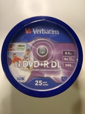 25 DVD+R DL Verbatim  8,5GB 8x Dual Layer. Nuovo.