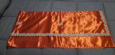 MANTOVANA PER TENDE in tessuto di raso arancio realizzata a mano