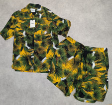 Camicia Iceberg Uomo Extra Large Floreale Botanica Hawaiana Tropicale W34 Set Pantaloncini