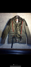 Giacca pelle biker grigio/nero