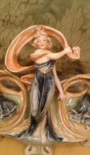 Liberty a colpo di frusta-porcellana-vaso con donna-primi'900