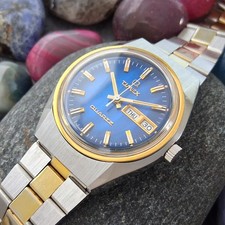 Orologio Vintage Uomo Timex Q Quarzo Onda Blu 1979 Revisionato Bracciale Originale
