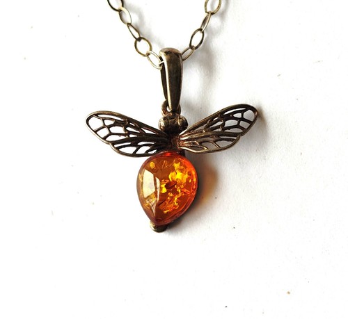 Collana con ciondolo - , ambra