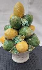 Centrotavola cesto in ceramica italiana a limoni smaltati anni '60