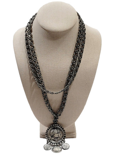 Collana doppia catena medaglia