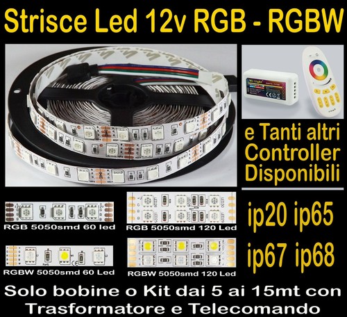 Striscia led 12v rgb - 12v, kit