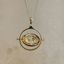 Collana Harry Potter Time Turner Spinning Placcata Oro con Cristalli