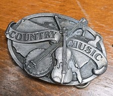 Fibbia per cintura in metallo pesante musica country 1984 vintage, Williams Oregon E-29