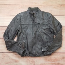 Giacca pelle Wilson vintage uomo 38 grigio marrone foderato bomber zip anteriore moto anni 80