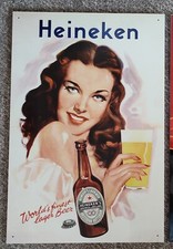 BIRRA HEINEKEN METALLO TARGA INSEGNA TABELLA PUBBLICITARIA  ORIGINALE 