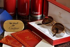 Occhiali da sole USATI Cartier " S " RUBIES made in France taglia 55[]18 2x rubino cabochon