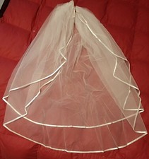 Velo Sposa Nuovo bianco con bordo in raso , tulle , 1 metro