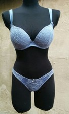 Completo intimo Yamamay USATO azzurro celeste reggiseno Push up 4B brasiliana S